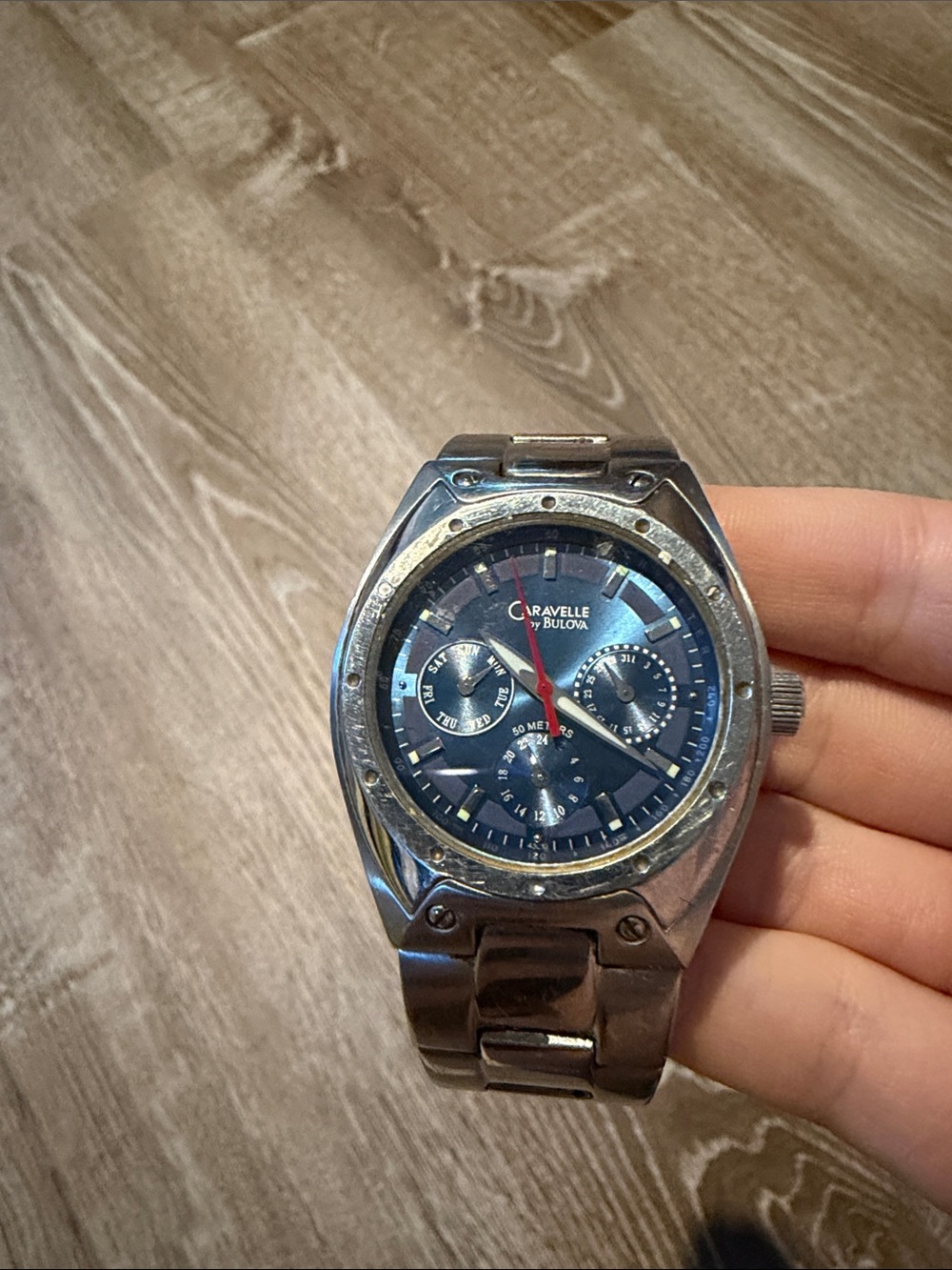 Caravelle by Bulova Men's Stainless Steel Chronograph Watch - Blue Dial